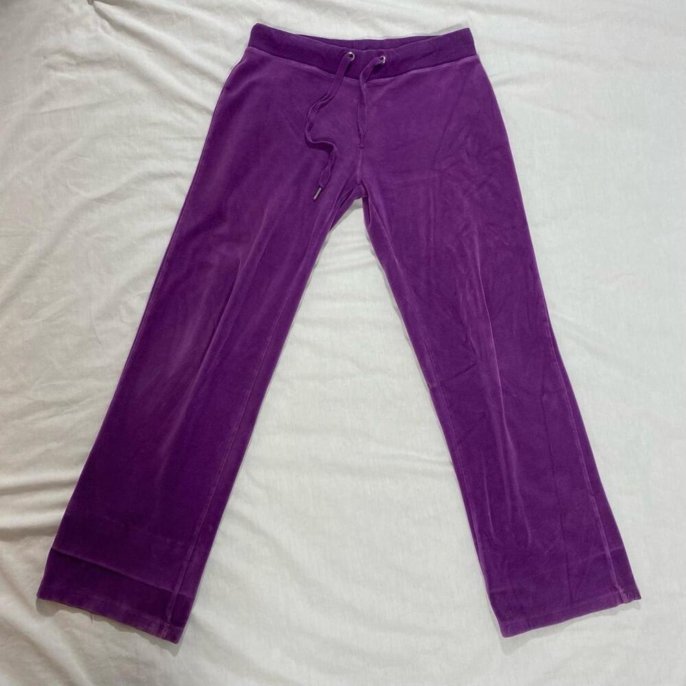 Sarah Johnson purple velour sweatpants size medium y2k preppy sporty comfy‎